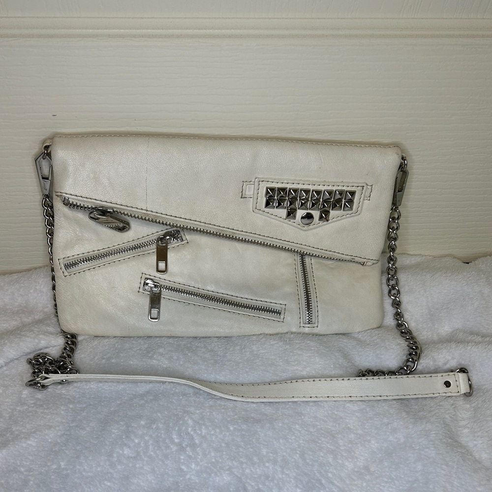 Distressed Zippered and Studded Rebecca Minkoff Crossbody bag